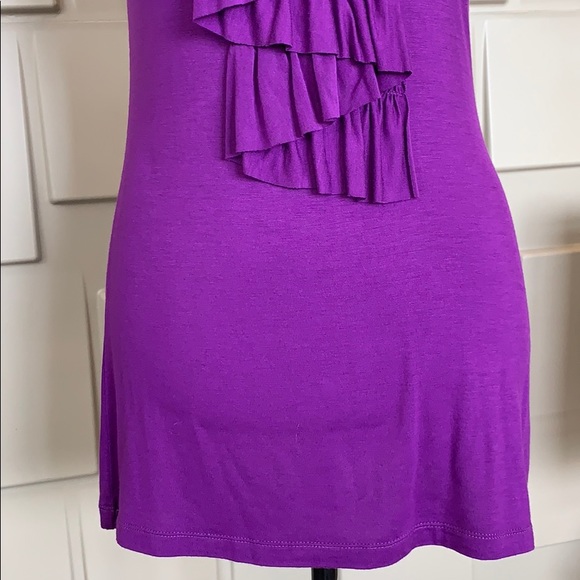 GNW top purple sleeveless ruffle tiered front racer back round neck Size Medium - Picture 3 of 4